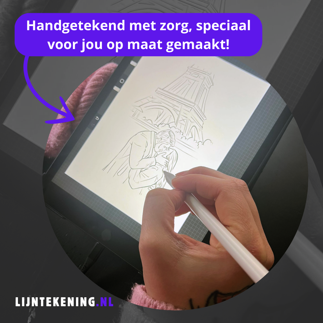 Lijntekening Huwelijkposter met Jouw Foto - cadeau huwelijk - getrouwd cadeau