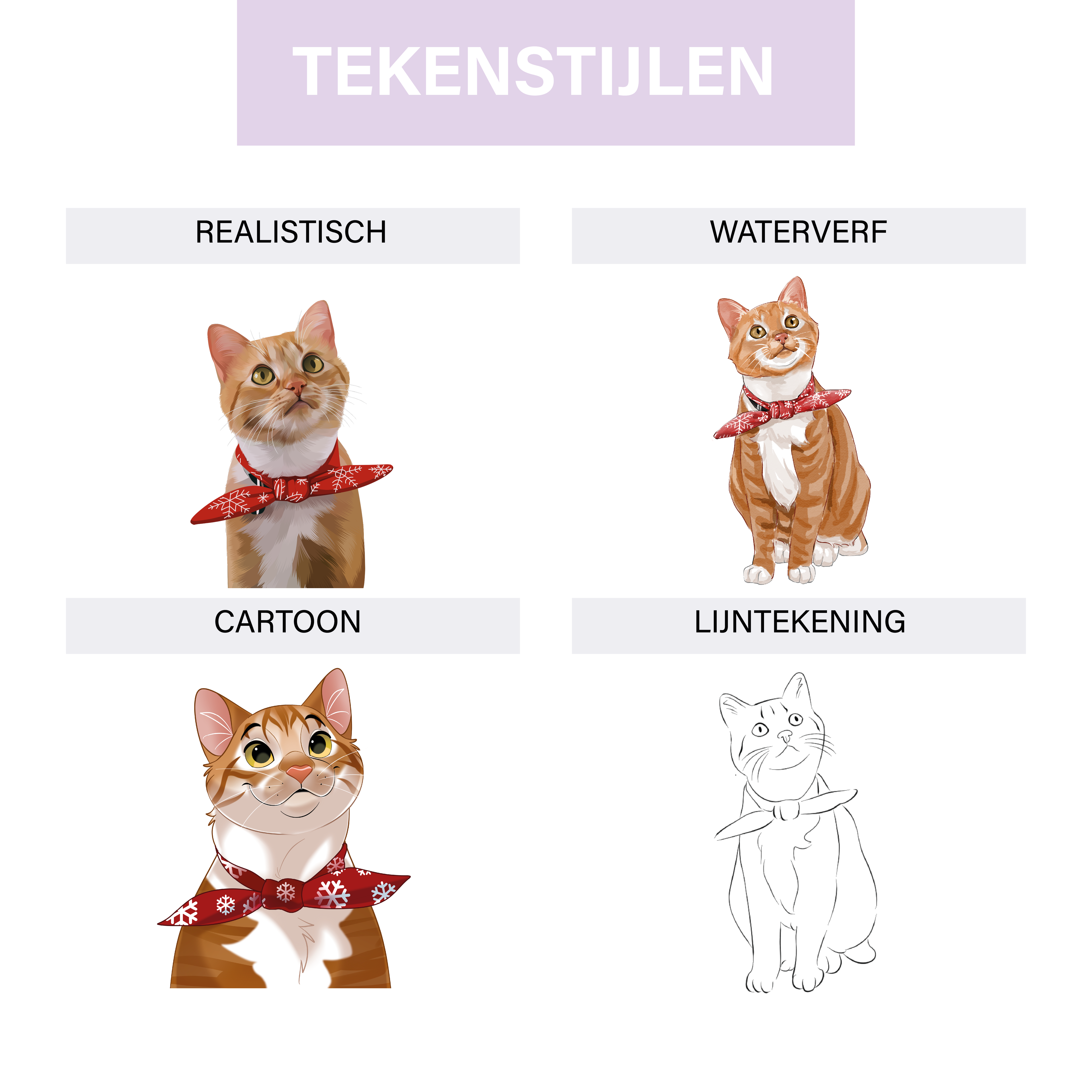 Voorbeeld van tekenstijlen