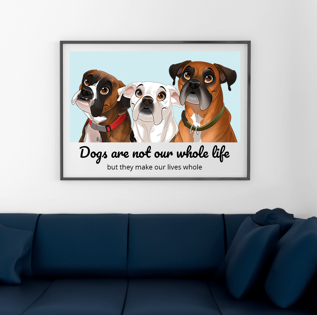 Cartoon tekening van drie honden