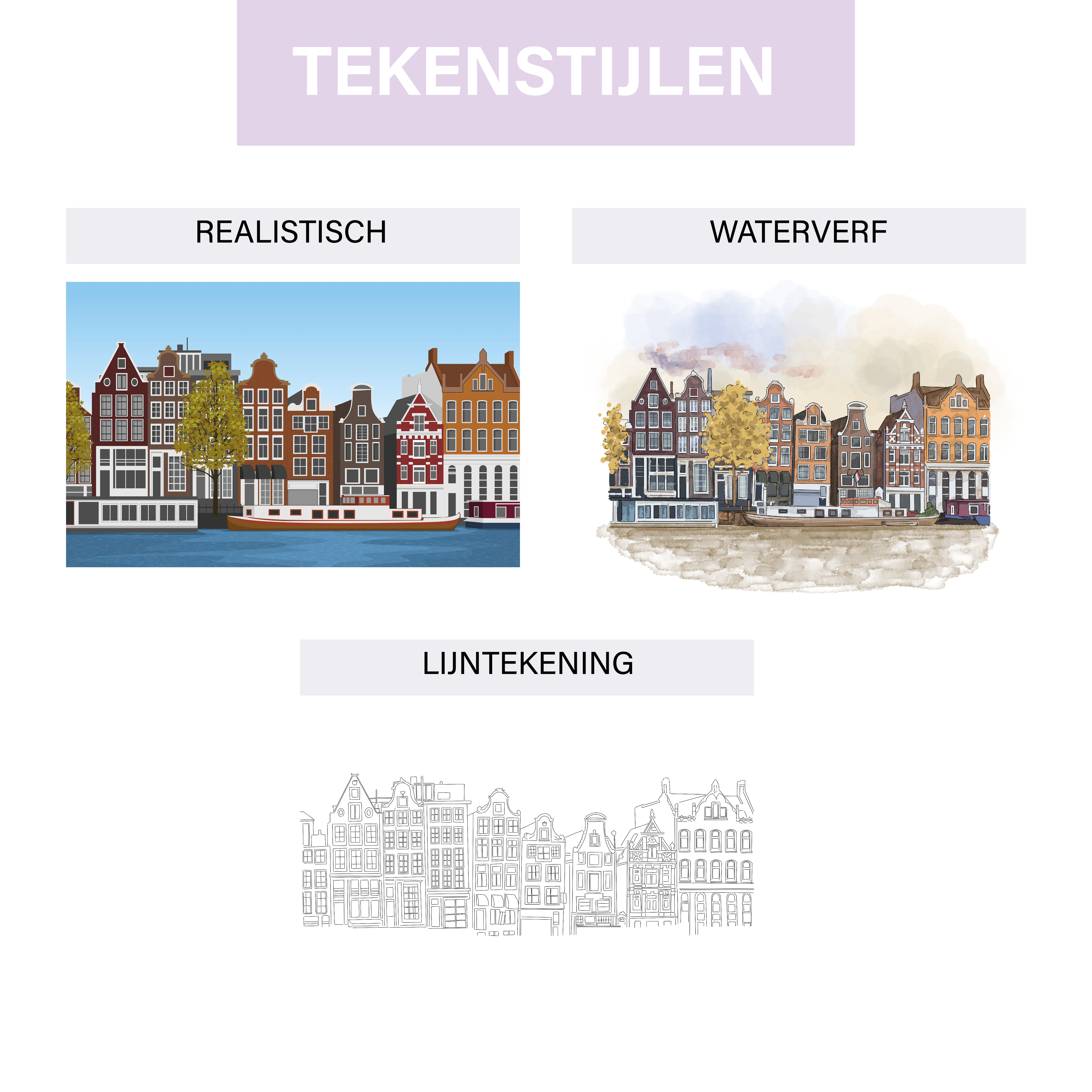 Poster woning - realistische tekening - cadeau huis gekocht - woning tekening - housewarming