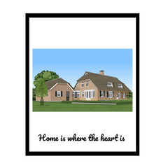 Poster woning - realistische tekening - cadeau huis gekocht - woning tekening - housewarming