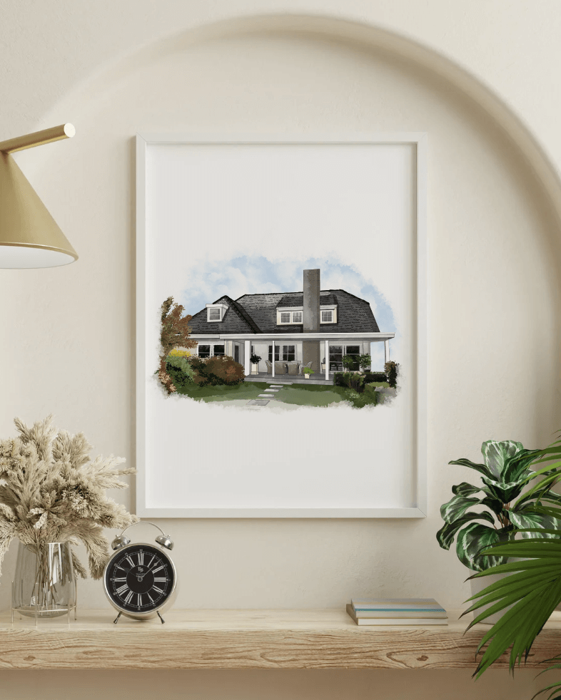 Tekening van woning - Verhuizen - Woning cadeau - Housewarming gift